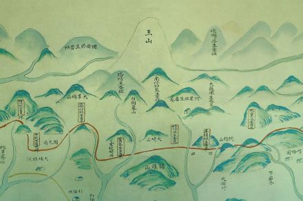 乾隆年间1760年《台湾民番界址图》诸罗城正后方的玉山
